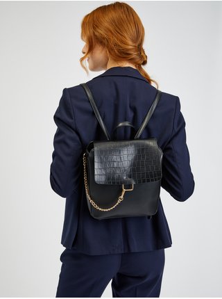 Černý dámský batoh s krokodýlím vzorem ORSAY