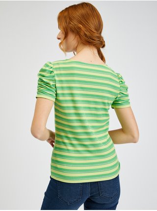 Žluto-zelené dámské pruhované tričko ORSAY 