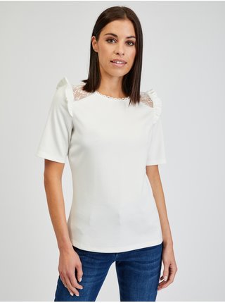 Bílé dámské tričko s průstřihem na zádech ORSAY