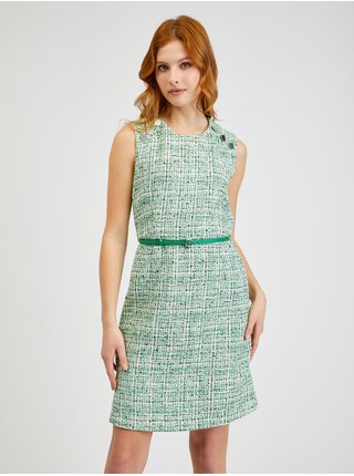 Zelené dámské vzorované šaty s páskem ORSAY