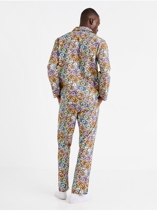 Fialovo-hnědé pánské vzorované pyžamo Celio Monopoly 