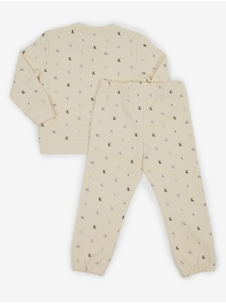 Béžová holčičí vzorovaná tepláková souprava Calvin Klein Jeans