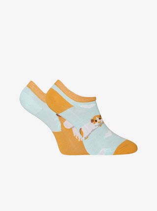 Hořčicovo-modré dětské veselé ponožky Dedoles Morče 
