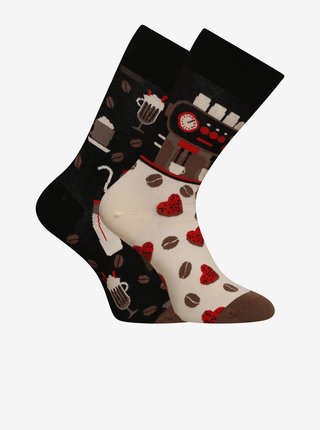 Krémovo-černé unisex veselé ponožky Dedoles Kavárna