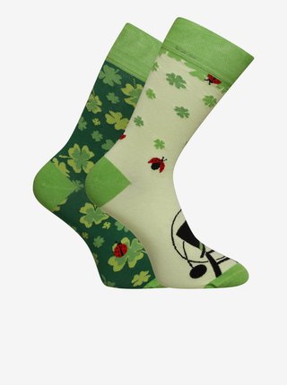 Zelené unisex veselé ponožky Dedoles Čtyřlístek pro štěstí 