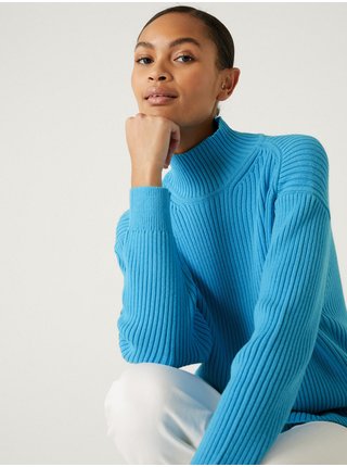 Modrý dámský svetr se stojáčkem Marks & Spencer  