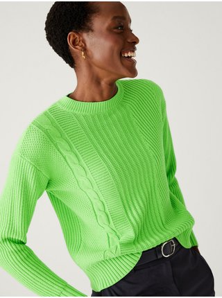 Neonově zelený dámský svetr Marks & Spencer 