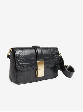Čierna dámska crossbody kabelka s krokodílím vzorom Marks & Spencer