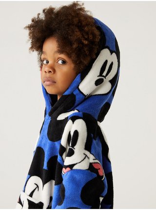 Modrá chlapčenská dlhá vzorovaná fleecová mikina s kapucňou Marks & Spencer Mickey™