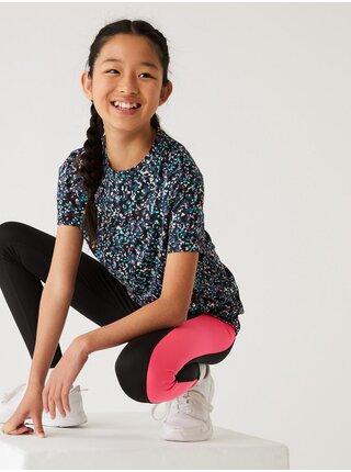 Černé holčičí vzorované sportovní tričko Marks & Spencer 