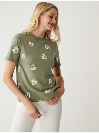 Zelené dámské vzorované tričko Marks & Spencer   