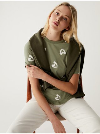 Zelené dámské vzorované tričko Marks & Spencer   