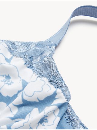Bílo-modrá dámská květovaná podprsenka se zmenšujícím efektem Marks & Spencer  