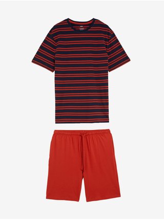 Červená pánská pruhovaná pyžamová souprava Marks & Spencer  