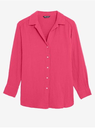 Růžová dámská oversized košile Marks & Spencer  