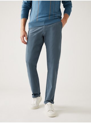 Modré pánské strečové chino kalhoty Marks & Spencer   