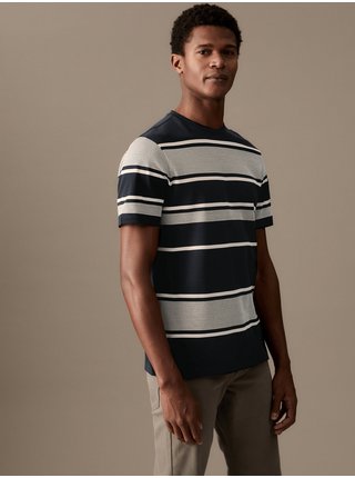 Šedo-modré pánské pruhované tričko Marks & Spencer  