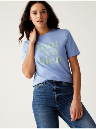 Modré dámské tričko Marks & Spencer  