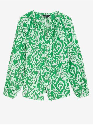 Bílo-zelená dámská vzorovaná halenka Marks & Spencer  