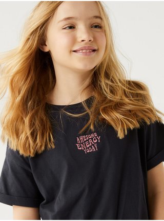 Tmavě šedé holčičí tričko Marks & Spencer   