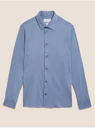 Světle modrá pánská žerzejová slim fit košile Marks & Spencer 
