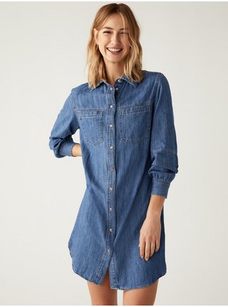 Modré dámské džínové košilové šaty Marks & Spencer  
