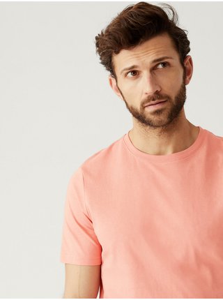 Meruňkové pánské bavlněné basic tričko Marks & Spencer 