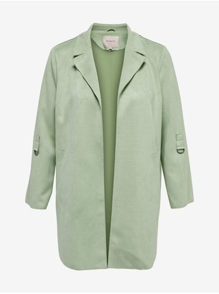 Světle zelený dámský lehký kabát v semišové úpravě ONLY CARMAKOMA Joline