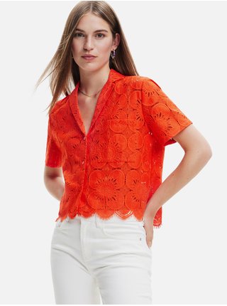Oranžová dámska krajková košeľa Desigual Preston