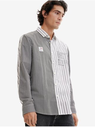 Černo-bílá pánská pruhovaná košile Desigual Basilio