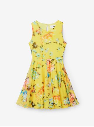 Žluté holčičí květované šaty Desigual Gardenia