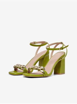Světle zelené dámské sandály na podpatku ONLY Alyx