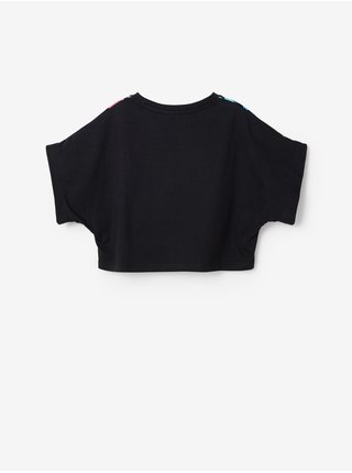 Modro-čierne dievčenské kvetované tričko Desigual Biscuit