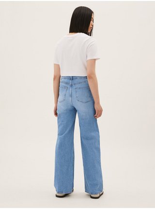 Světle modré dámské široké džíny s vysokým pasem Marks & Spencer 