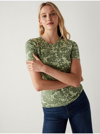 Zelené dámské vzorované tričko Marks & Spencer  
