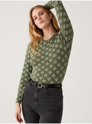Zelené dámské květované tričko Marks & Spencer 