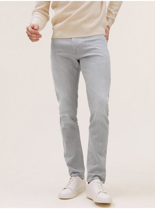Světle šedé pánské slim fit džíny se strečem Marks & Spencer 