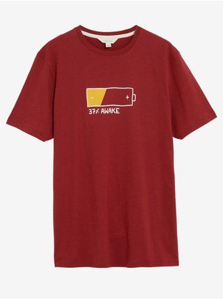 Červené pánské bavlněné tričko na spaní s motivem baterie Marks & Spencer 