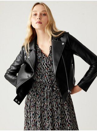Černá dámská koženková bunda Marks & Spencer 