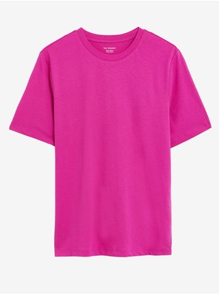 Tmavě růžové dámské bavlněné basic tričko Marks & Spencer 