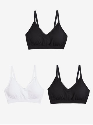 Sada tří dámských podprsenek v černé a bílé barvě Marks & Spencer 