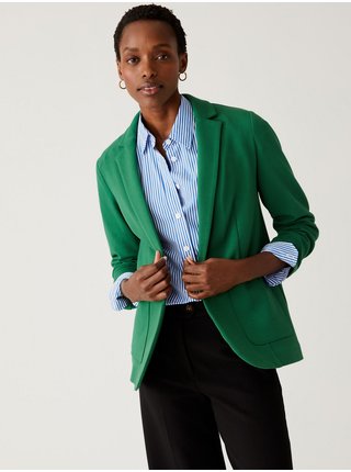 Zelené dámské žerzejové jednořadové sako Marks & Spencer 