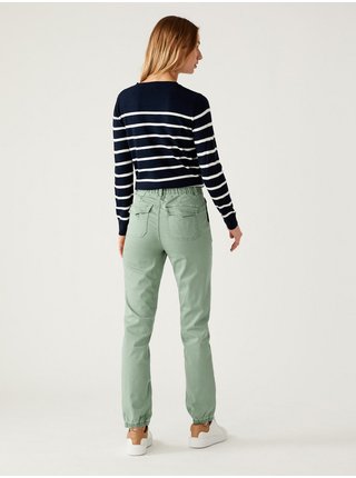 Světle zelené dámské slim fit kalhoty Marks & Spencer 