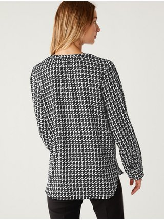 Bílo-černá dámská saténová halenka se vzorem Marks & Spencer 