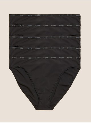 Sada piatich dámskych nohavičiek v čiernej farbe s vysokým pásom Marks & Spencer