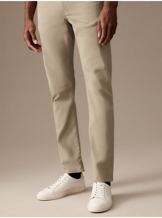 Béžové pánské slim fit kalhoty Marks & Spencer 