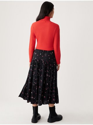 Černá dámská vzorovaná midi sukně Marks & Spencer 