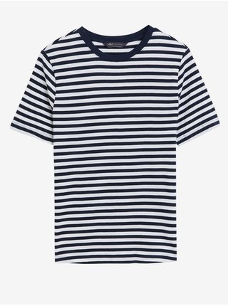Bílo-modré dámské pruhované tričko Marks & Spencer  