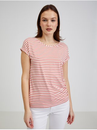 Červeno-biele dámske pruhované tričko ORSAY