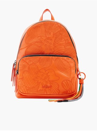 Oranžový dámsky kvetovaný batoh Desigual Alpha Mombasa Mini